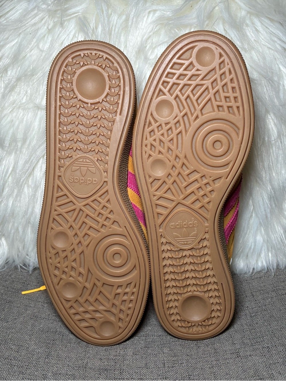 Adidas Spezial Yellow Suede Sneakers with Pink Stripes - Picture 7 of 8